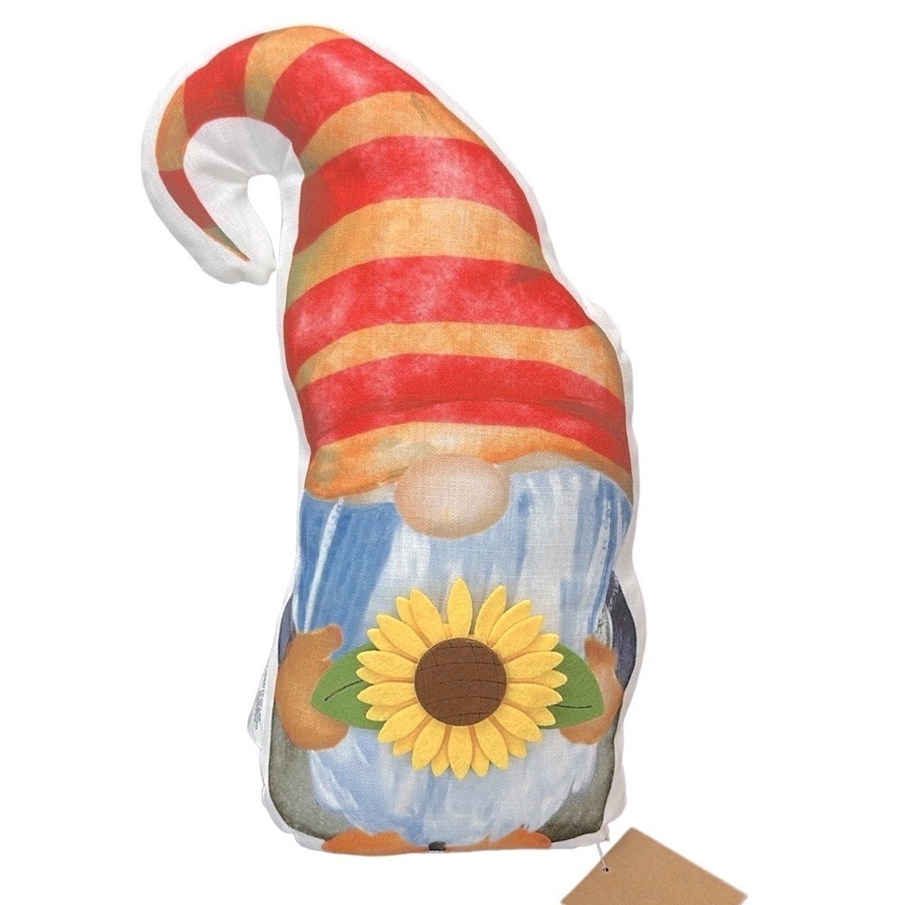 Thro By Marlo Lorenz‎ Gnome Printed Sunflower Appliqué Small Decorative Pillow